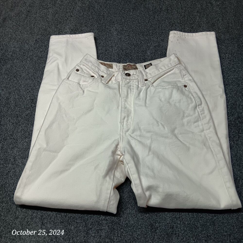 Vintage Express Jeans Women 6 White Straight Leg High Rise 24" Waist 30" Inseam